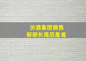 汾酒集团销售部部长简历是谁