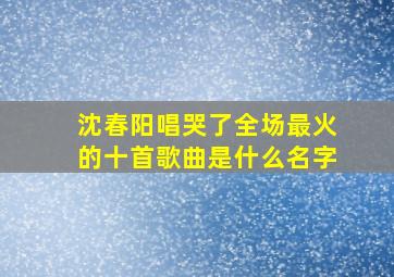 沈春阳唱哭了全场最火的十首歌曲是什么名字