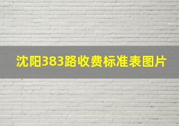 沈阳383路收费标准表图片