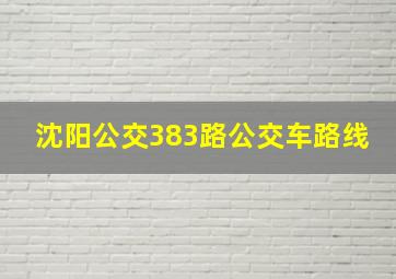 沈阳公交383路公交车路线