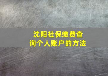 沈阳社保缴费查询个人账户的方法