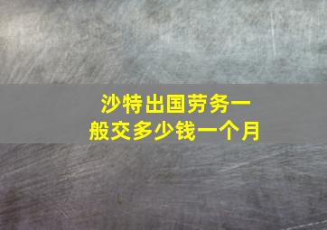 沙特出国劳务一般交多少钱一个月