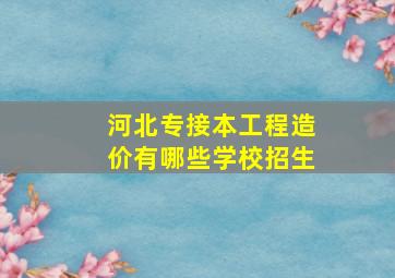 河北专接本工程造价有哪些学校招生