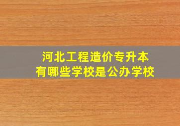 河北工程造价专升本有哪些学校是公办学校