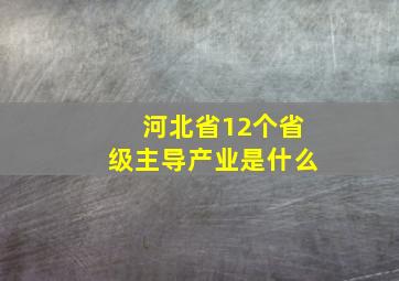 河北省12个省级主导产业是什么