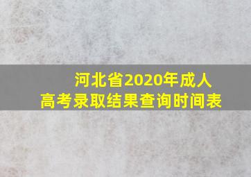 河北省2020年成人高考录取结果查询时间表