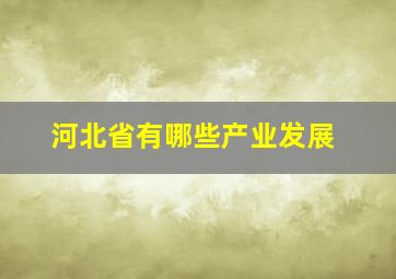 河北省有哪些产业发展