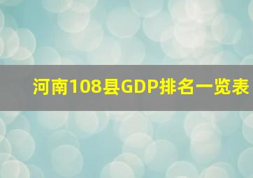 河南108县GDP排名一览表