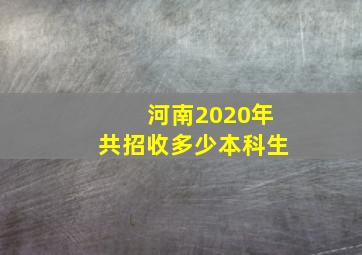 河南2020年共招收多少本科生