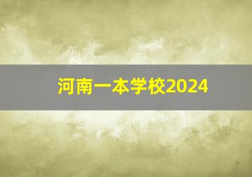 河南一本学校2024