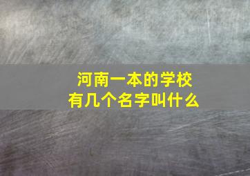 河南一本的学校有几个名字叫什么