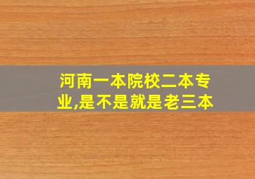 河南一本院校二本专业,是不是就是老三本