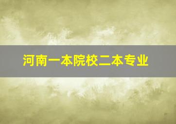 河南一本院校二本专业