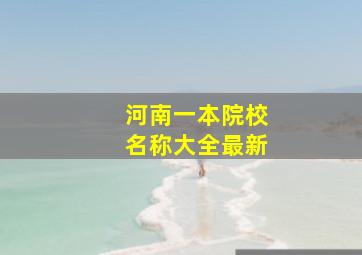 河南一本院校名称大全最新