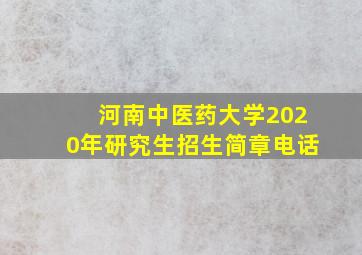 河南中医药大学2020年研究生招生简章电话