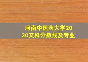 河南中医药大学2020文科分数线及专业