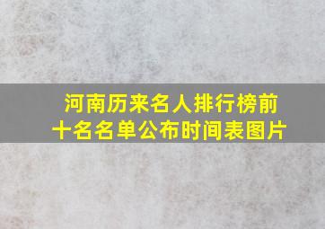 河南历来名人排行榜前十名名单公布时间表图片