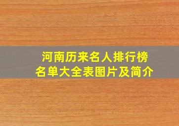 河南历来名人排行榜名单大全表图片及简介