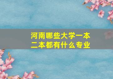 河南哪些大学一本二本都有什么专业