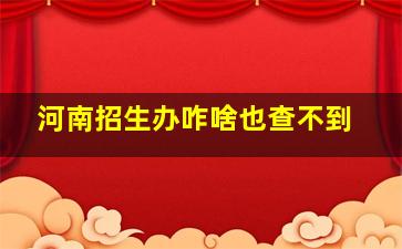 河南招生办咋啥也查不到