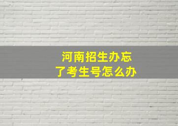 河南招生办忘了考生号怎么办