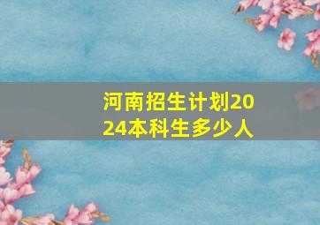 河南招生计划2024本科生多少人