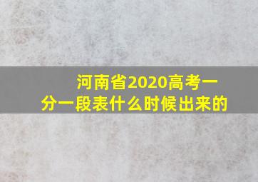 河南省2020高考一分一段表什么时候出来的