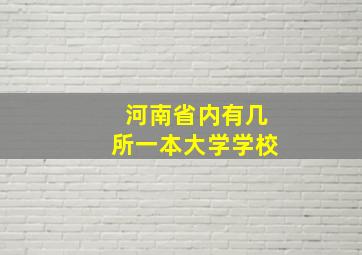 河南省内有几所一本大学学校