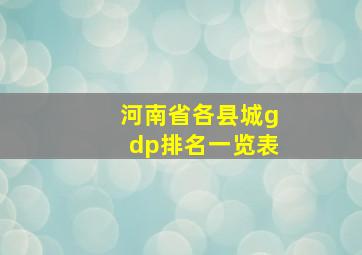 河南省各县城gdp排名一览表