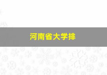 河南省大学排