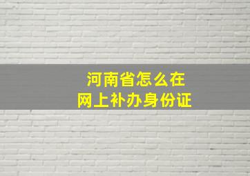 河南省怎么在网上补办身份证