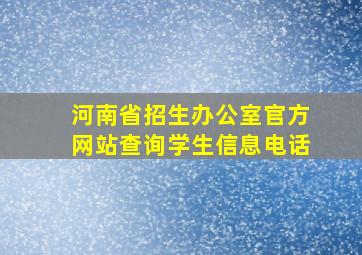 河南省招生办公室官方网站查询学生信息电话