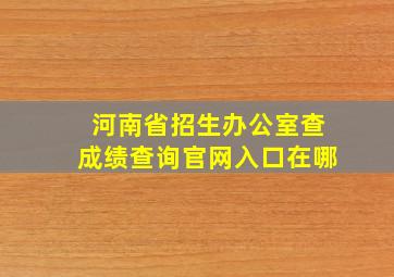 河南省招生办公室查成绩查询官网入口在哪