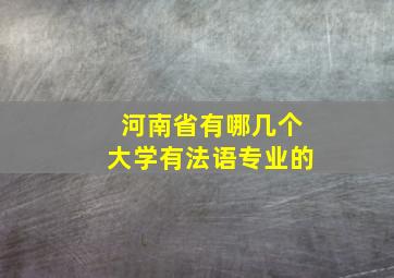 河南省有哪几个大学有法语专业的