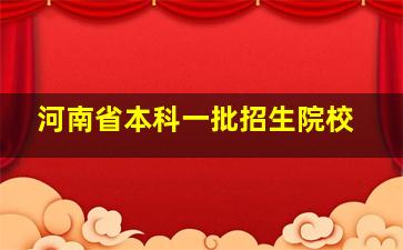 河南省本科一批招生院校