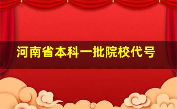 河南省本科一批院校代号