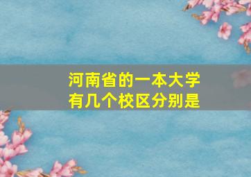 河南省的一本大学有几个校区分别是