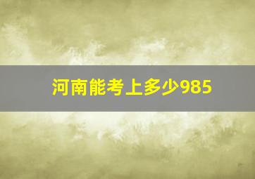 河南能考上多少985