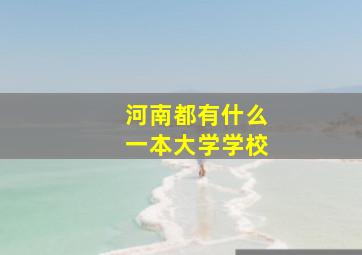 河南都有什么一本大学学校