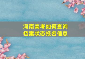 河南高考如何查询档案状态报名信息