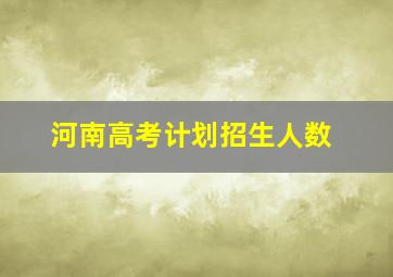 河南高考计划招生人数