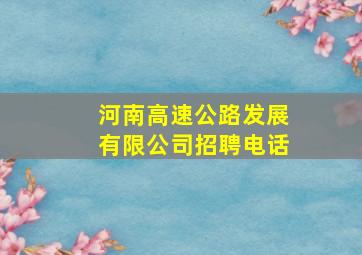 河南高速公路发展有限公司招聘电话