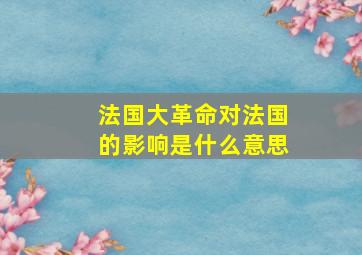 法国大革命对法国的影响是什么意思