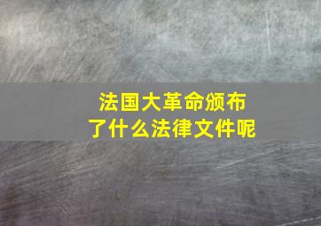 法国大革命颁布了什么法律文件呢