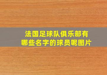 法国足球队俱乐部有哪些名字的球员呢图片