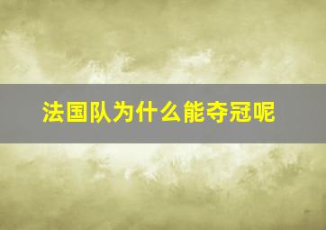 法国队为什么能夺冠呢