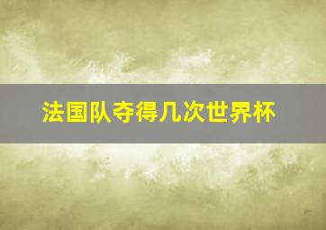 法国队夺得几次世界杯