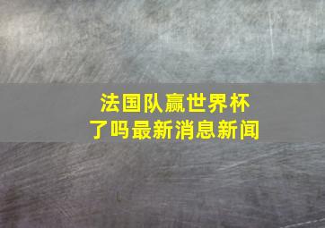 法国队赢世界杯了吗最新消息新闻