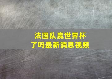 法国队赢世界杯了吗最新消息视频