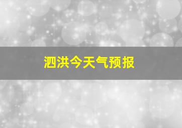 泗洪今天气预报